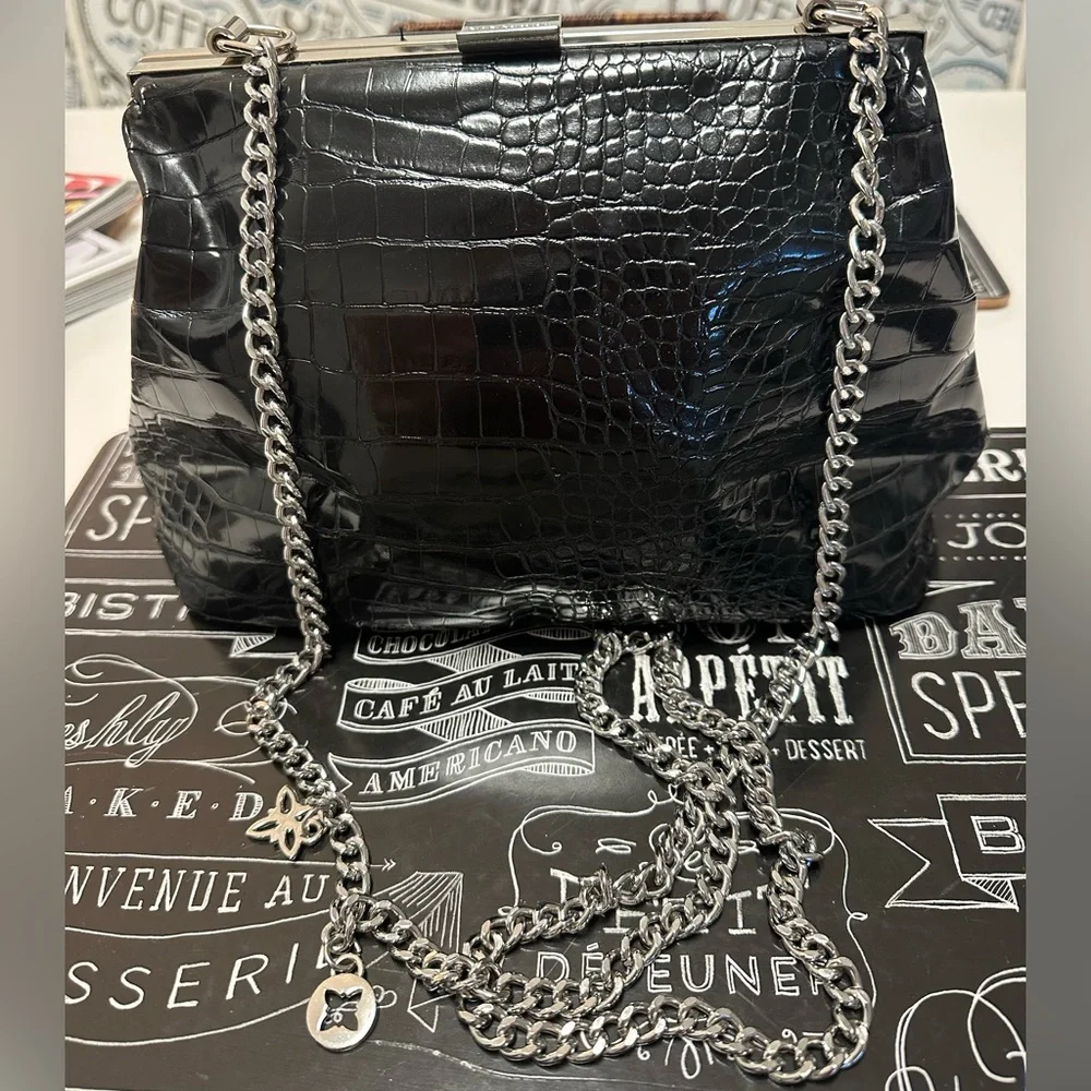 BCBGENERATION Faux Patent Croc Purse GUC - Picture 2 of 9